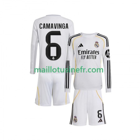 Maillot de Foot Real Madrid Camavinga 6 Domicile 2025-26 Manches Longues - Enfant Maillot de Foot Real Madrid Camavinga 6 Domicile 2025-26 Manches Longues - Enfant